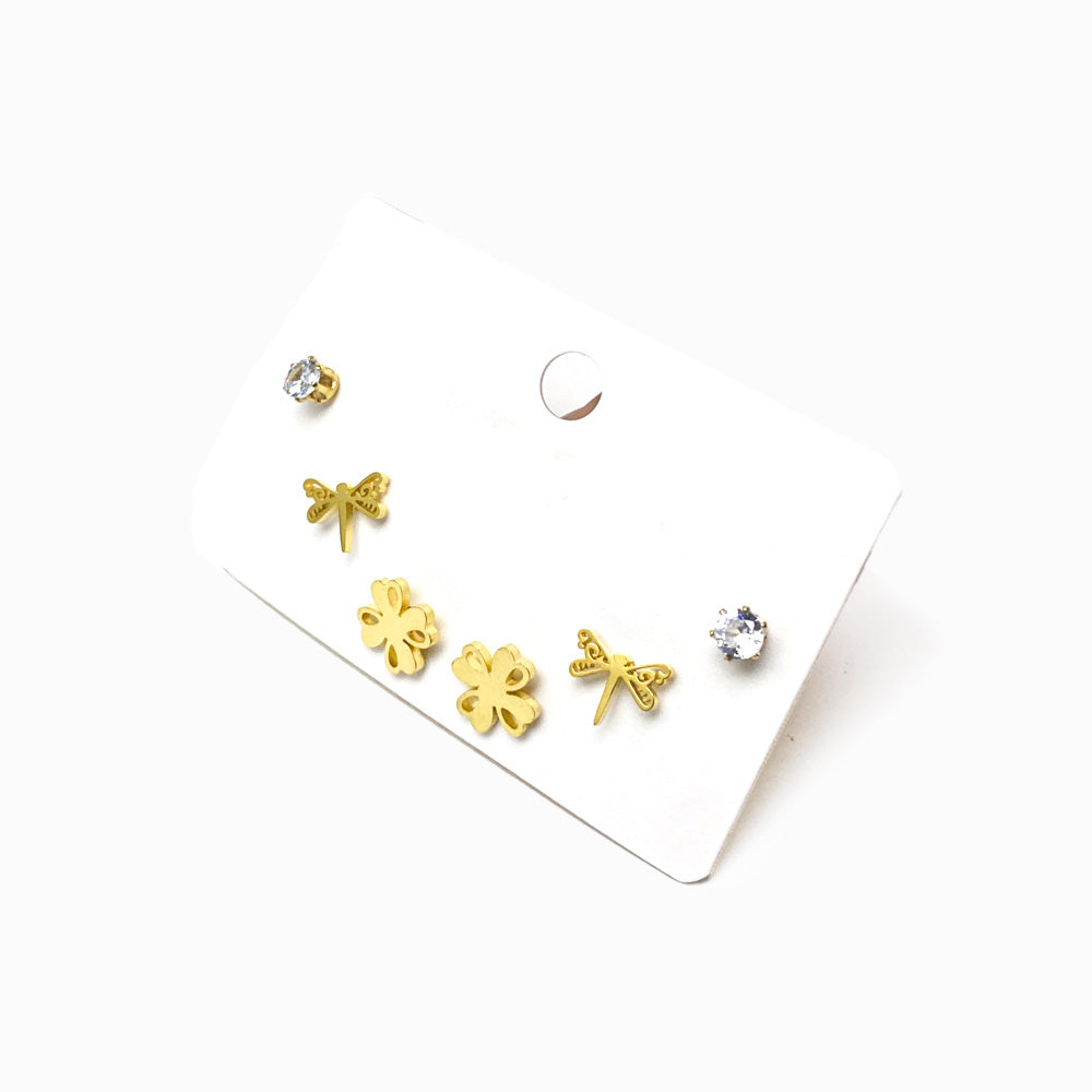 Pack 6un Brinco Aço Inox Dourado