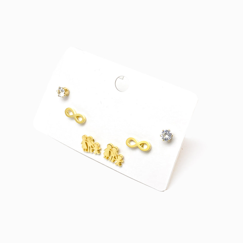 Pack 6un Brinco Aço Inox Dourado