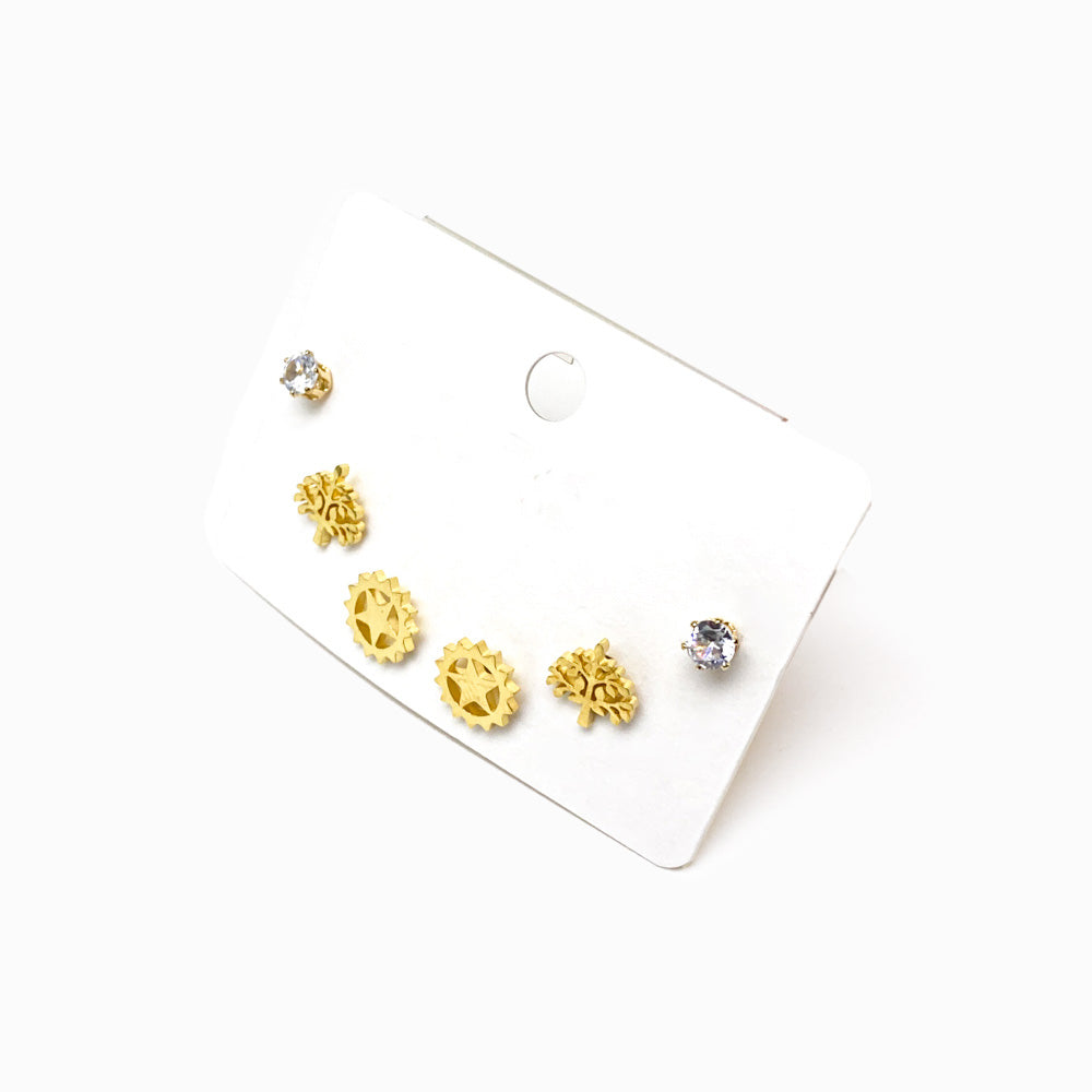 Pack 6un Brinco Aço Inox Dourado