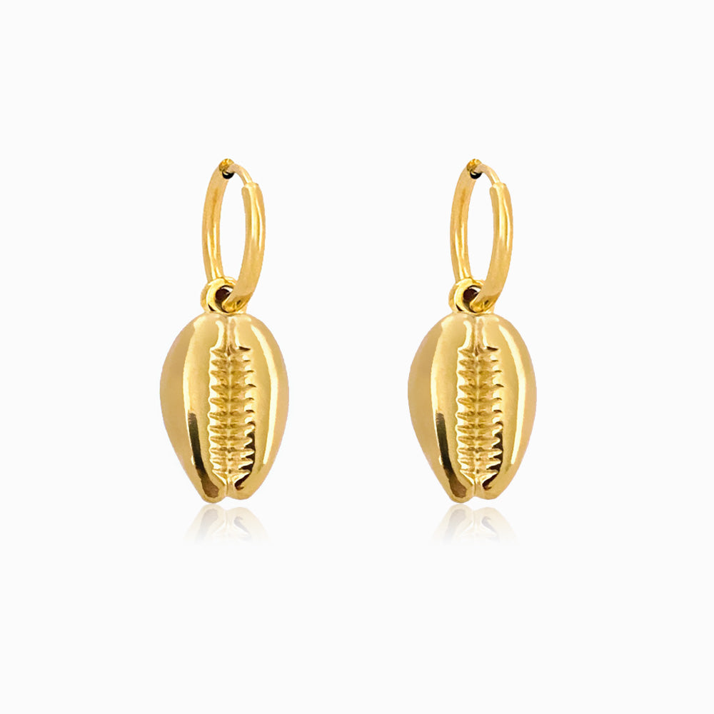 Brincos Búzio 31mm BR1198 - Aço Inox Dourado
