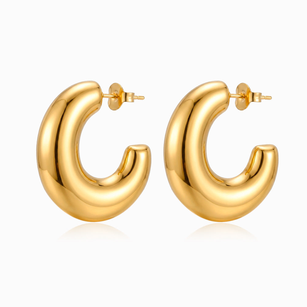 Brincos C 34x28mm BR3007 - Aço Inox Dourado