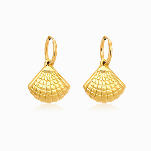 Brincos Concha 30mm BR1199 - Aço Inox Dourado