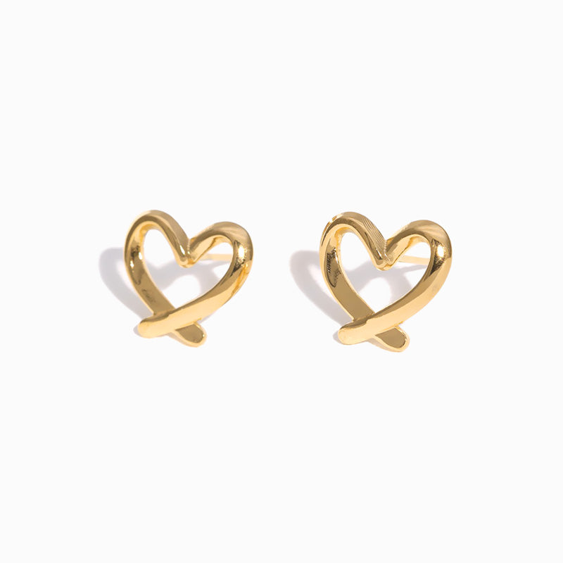 Brincos Coração 12x11mm BR1164 - Aço Inox Dourado
