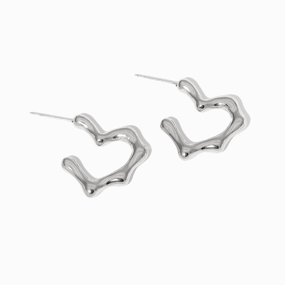 Brincos Coração 24x24mm BR1253 - Aço Inox Prateado