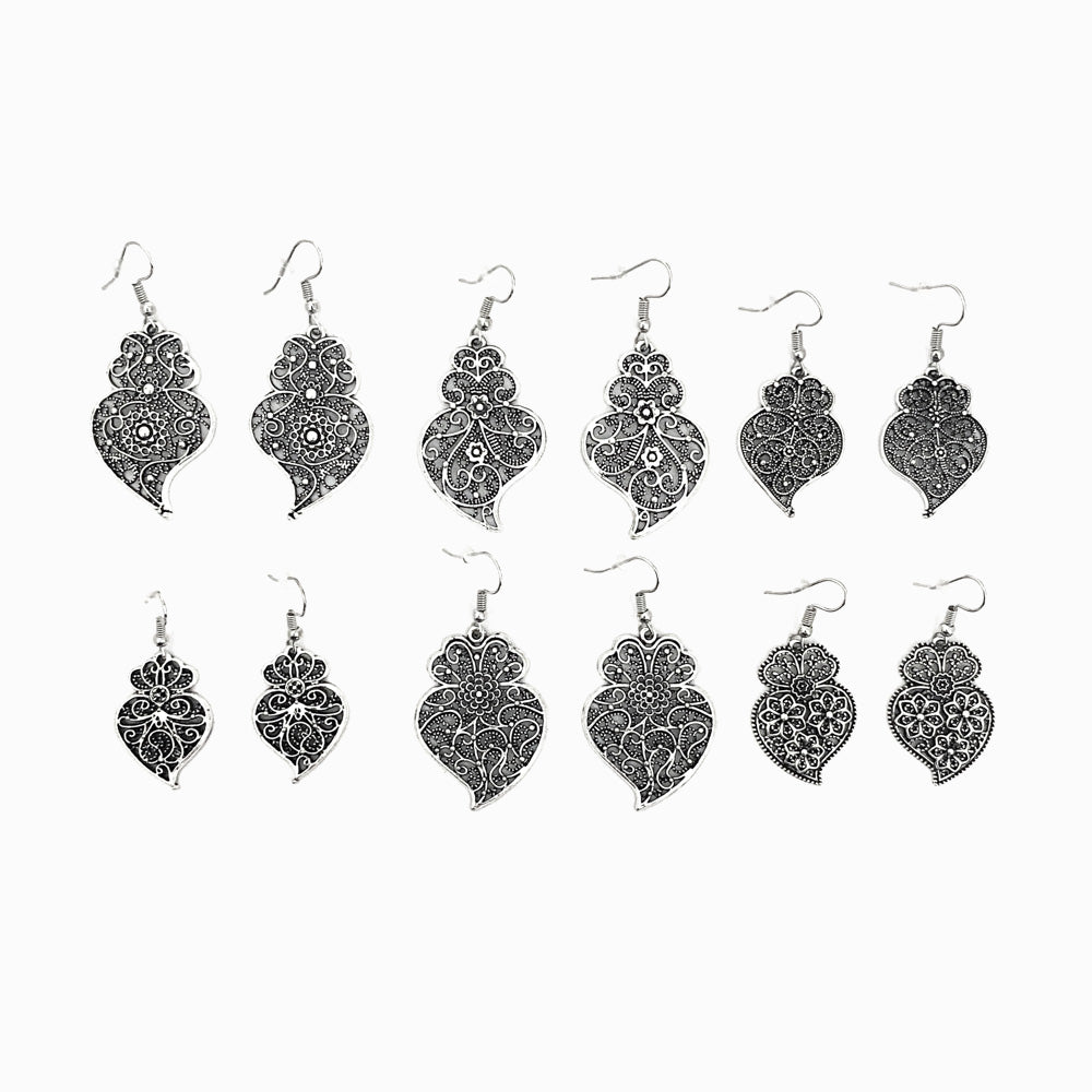 Pack 6 Pares Brincos Coração de Viana BR5006 - Metal