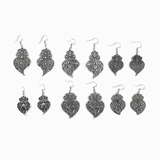 Pack 6 Pares Brincos Coração de Viana BR5006 - Metal