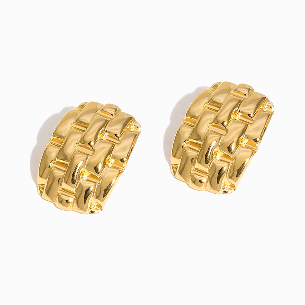 Brincos Fashion 29x20mm BR1137 - Aço Inox Dourado