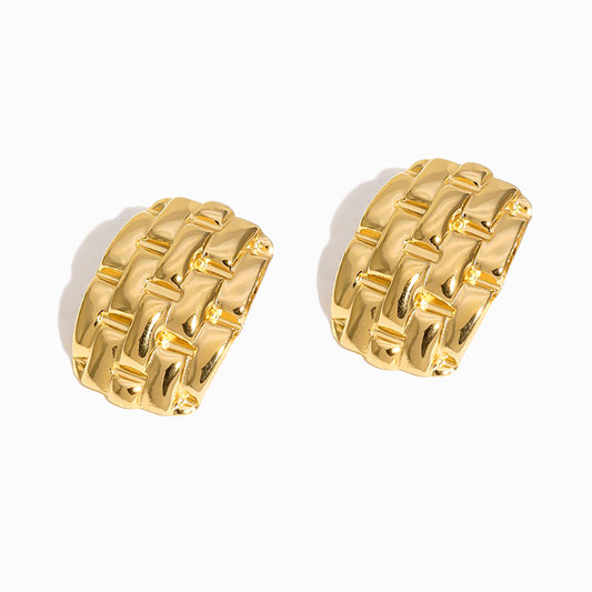 Brincos Fashion 29x20mm BR1137 - Aço Inox Dourado