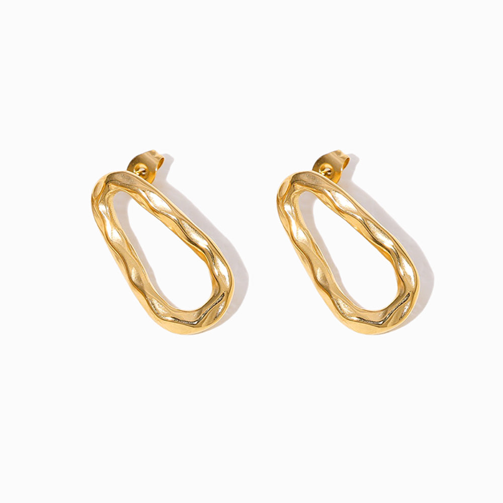 Brincos Fashion 25x13mm BR1138 - Aço Inox Dourado