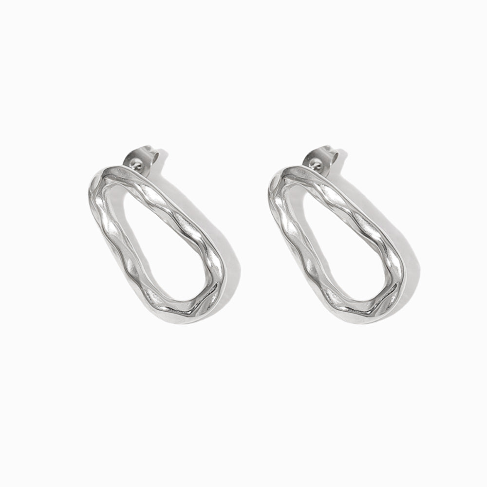 Brincos Fashion 25x13mm BR1138 - Aço Inox Prateado