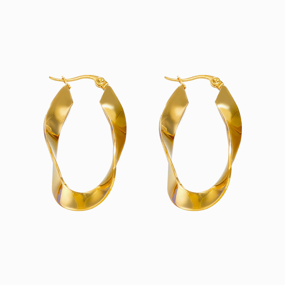 Brincos Geométrico 43x24mm BR1263 - Aço Inox Dourado