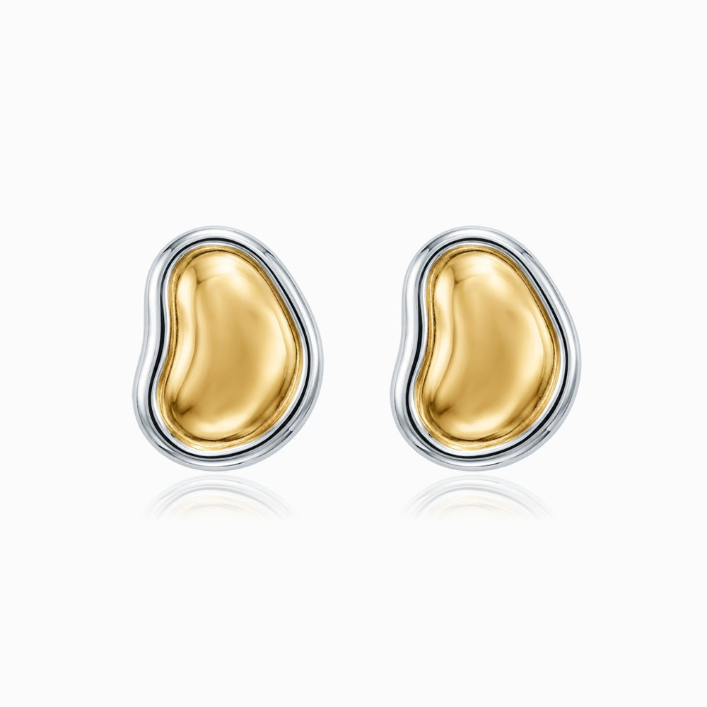 Brincos Geométricos Bicolor 24x18mm BR3137D-FFE018 - Aço Inox