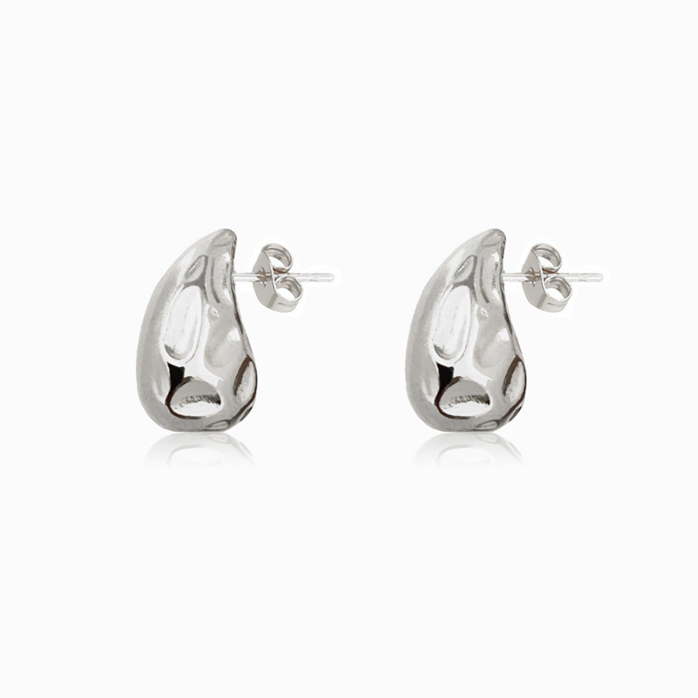 Brincos Gota com Detalhes 18x11mm BR1162 (Maciço) - Aço Inox Prateado