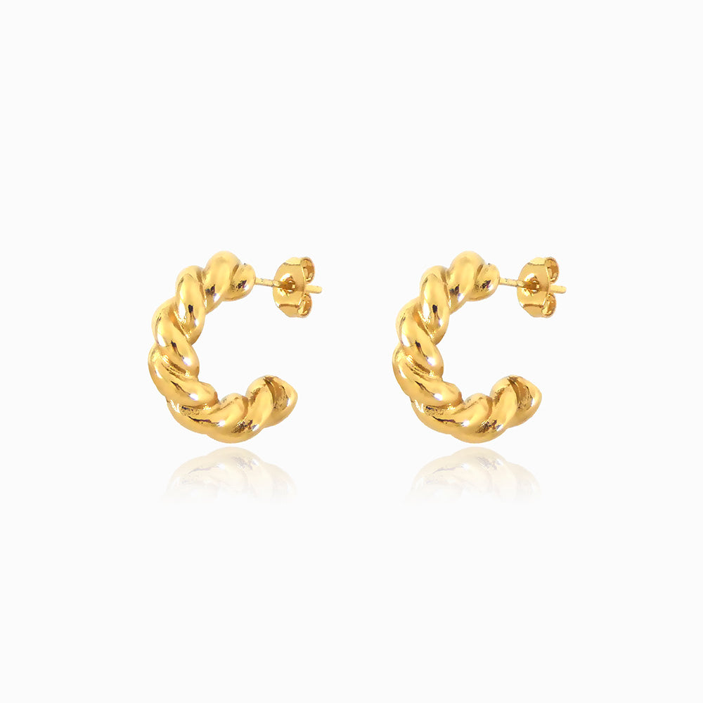 Brincos Torcidos 20x20mm BR1028 - Aço Inox Dourado