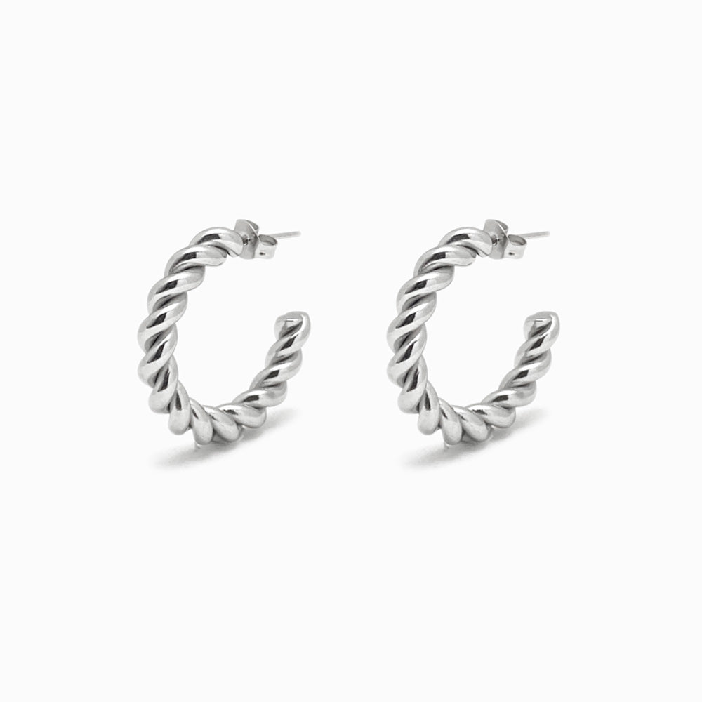 Brincos Torcidos 32x32mm BR1128 - Aço Inox Prateado
