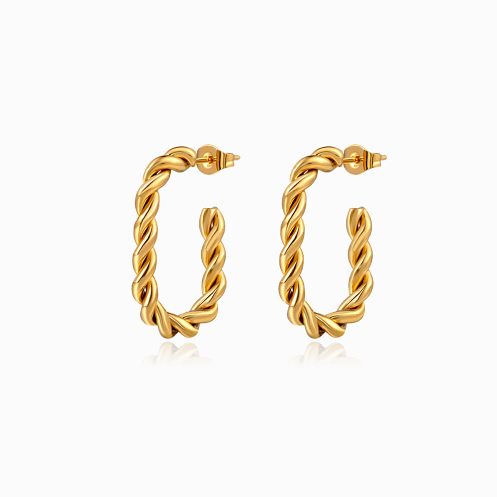 Brincos Torcidos 24x16mm BR1136 - Aço Inox Dourado