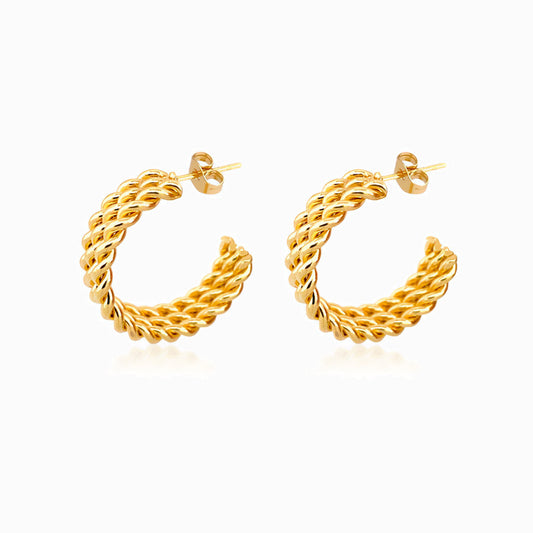 Brincos Torcidos 26mm BR1188 - Aço Inox Dourado