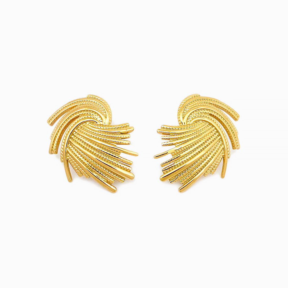 Brincos Vintage 27x23mm BR1214 - Aço Inox Dourado