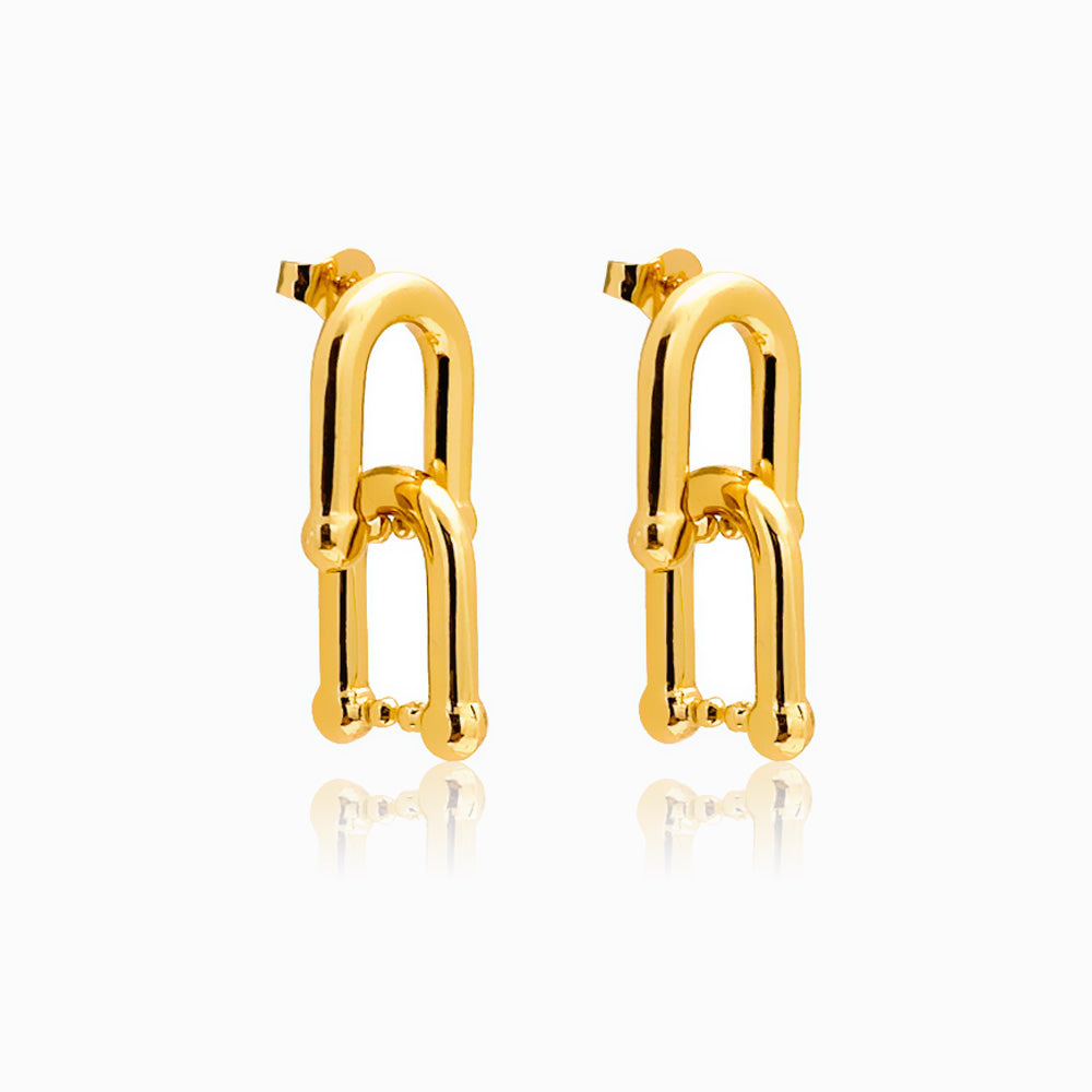 Brincos com Ferradura BR3028 - Aço Inox Dourado