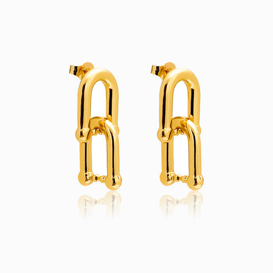 Brincos com Ferradura BR3028 - Aço Inox Dourado