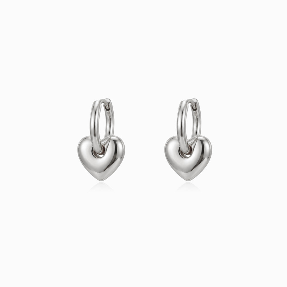Brincos de Argola com Coração BR1753P-MBE015 - Aço Inox