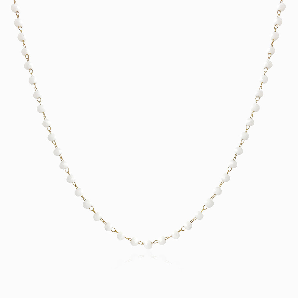Colar com Cristal Branco CL1899 - Aço Inox Dourado