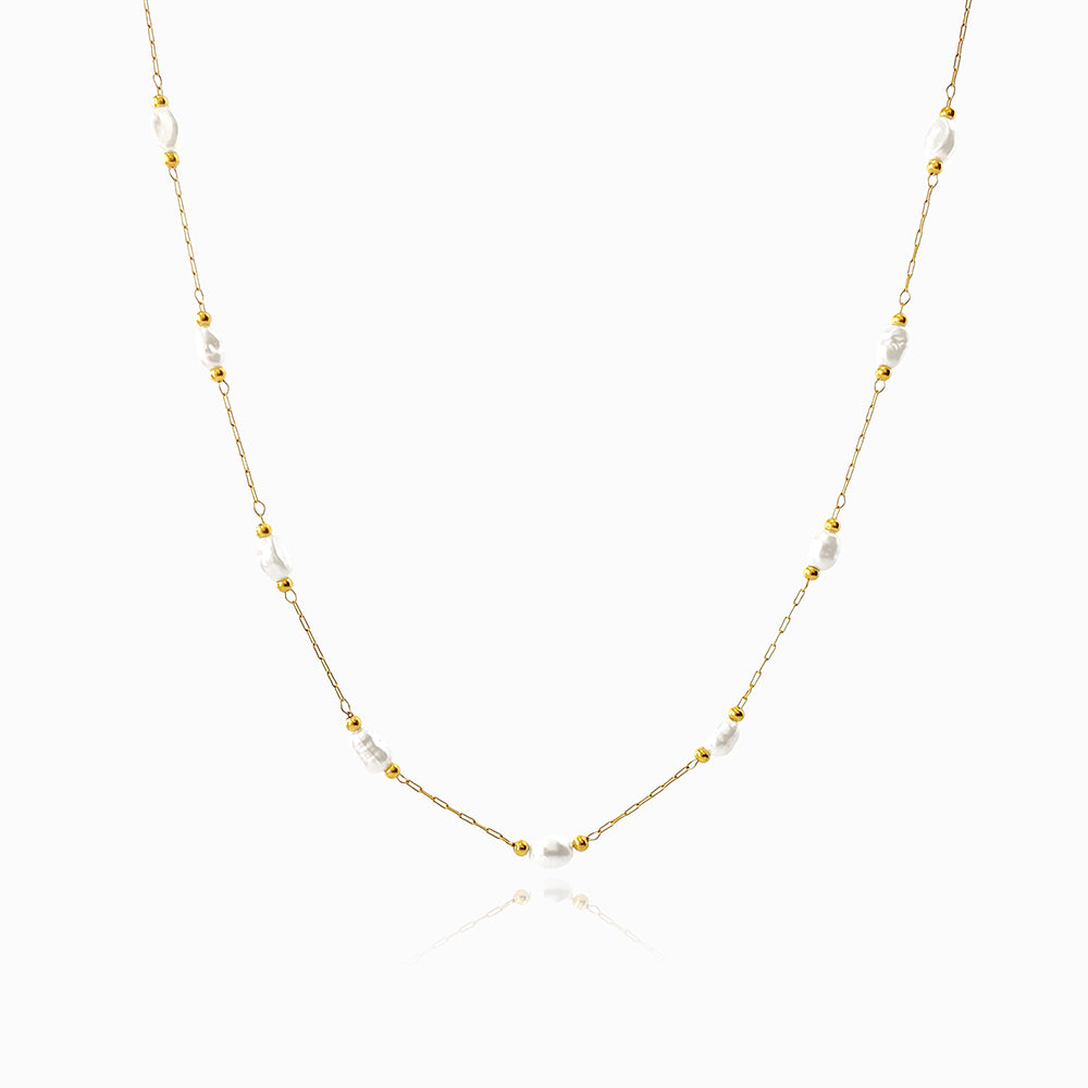 Colar com Pérolas Barrocas CL1908 - Aço Inox Dourado