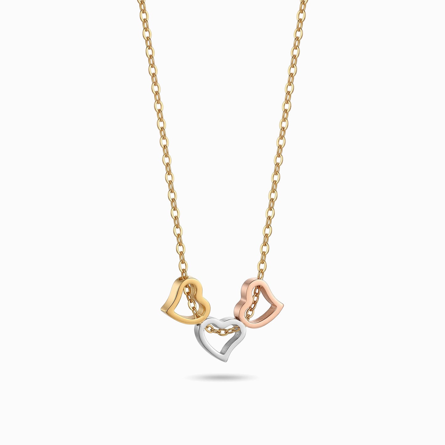 Colar Coração Tricolor CL2080 - Aço Inox