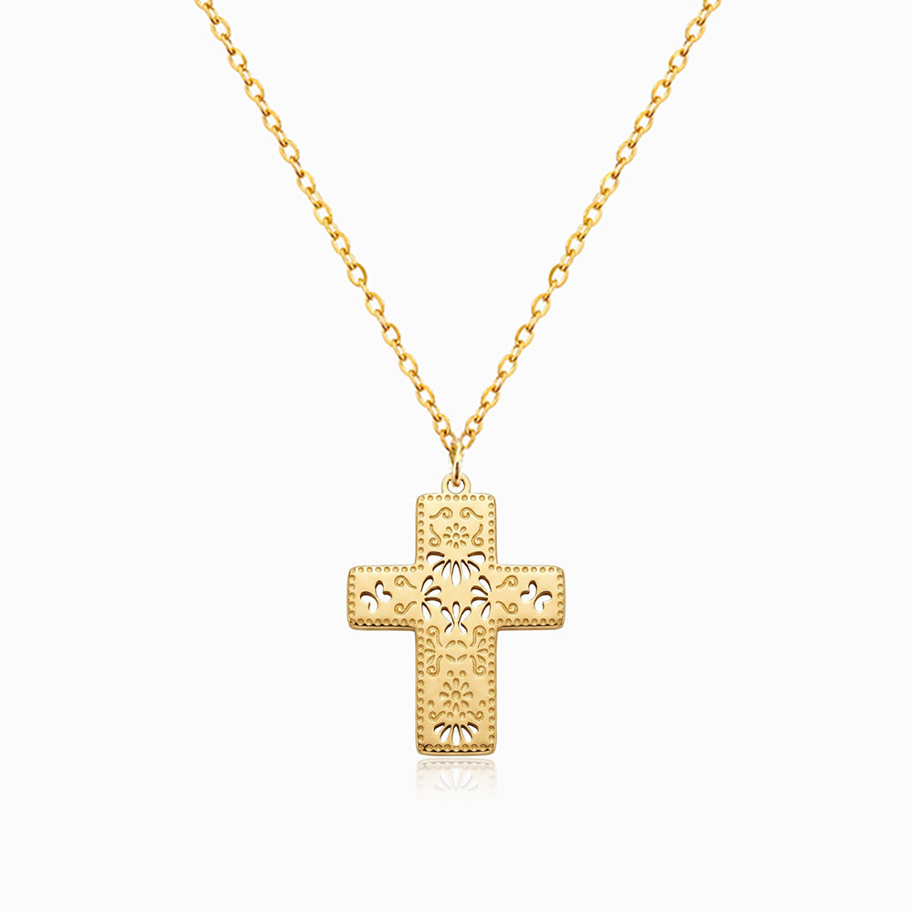 Colar Cruz CL0106 - Aço Inox Dourado