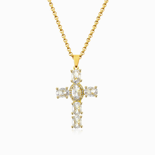 Colar com Cruz CL1718 - Latão Banhado a Ouro