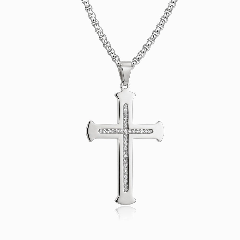 Colar Cruz CL5097 - Aço Inox Prateado