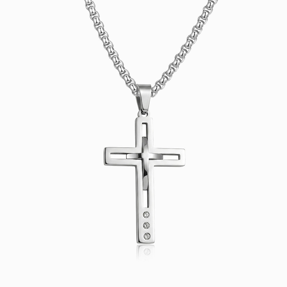 Colar Cruz CL5101 - Aço Inox Prateado