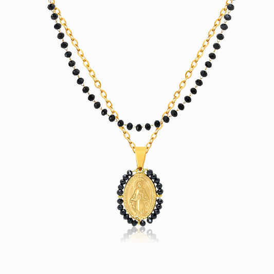 Colar Duplo com Nossa Senhora CL1900 - Aço Inox com Cristal