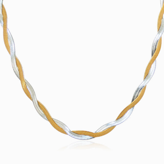 Colar Duplo Malha Snake CL1656 - Aço Inox Dourado