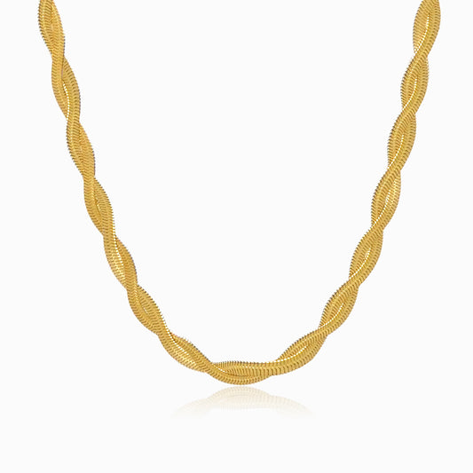 Colar Duplo Malha Snake CL2026 - Aço Inox Dourado