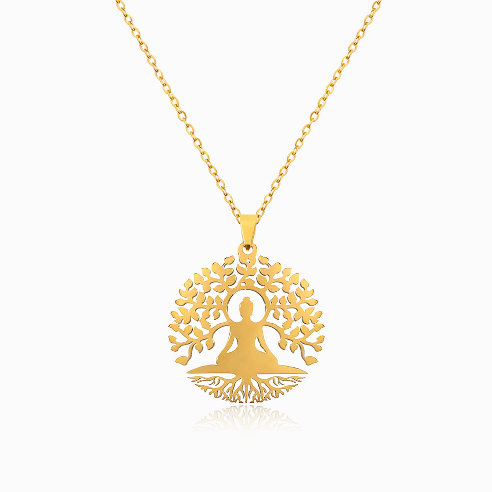 Colar Meditação CL1680 - Aço Inox Dourado