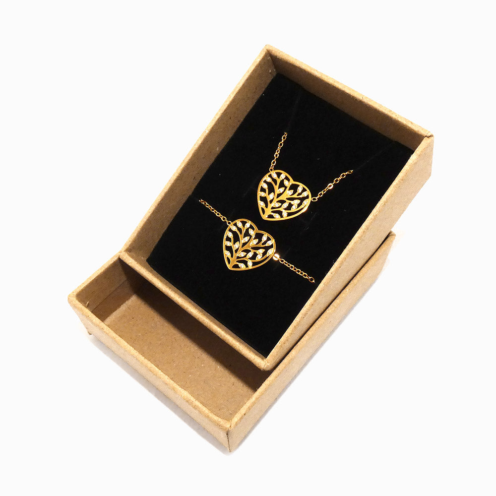 Conjunto 2pçs Colar/Pulseira Árvore da Vida TC0016 (Caixa Incluída) - Aço Inox