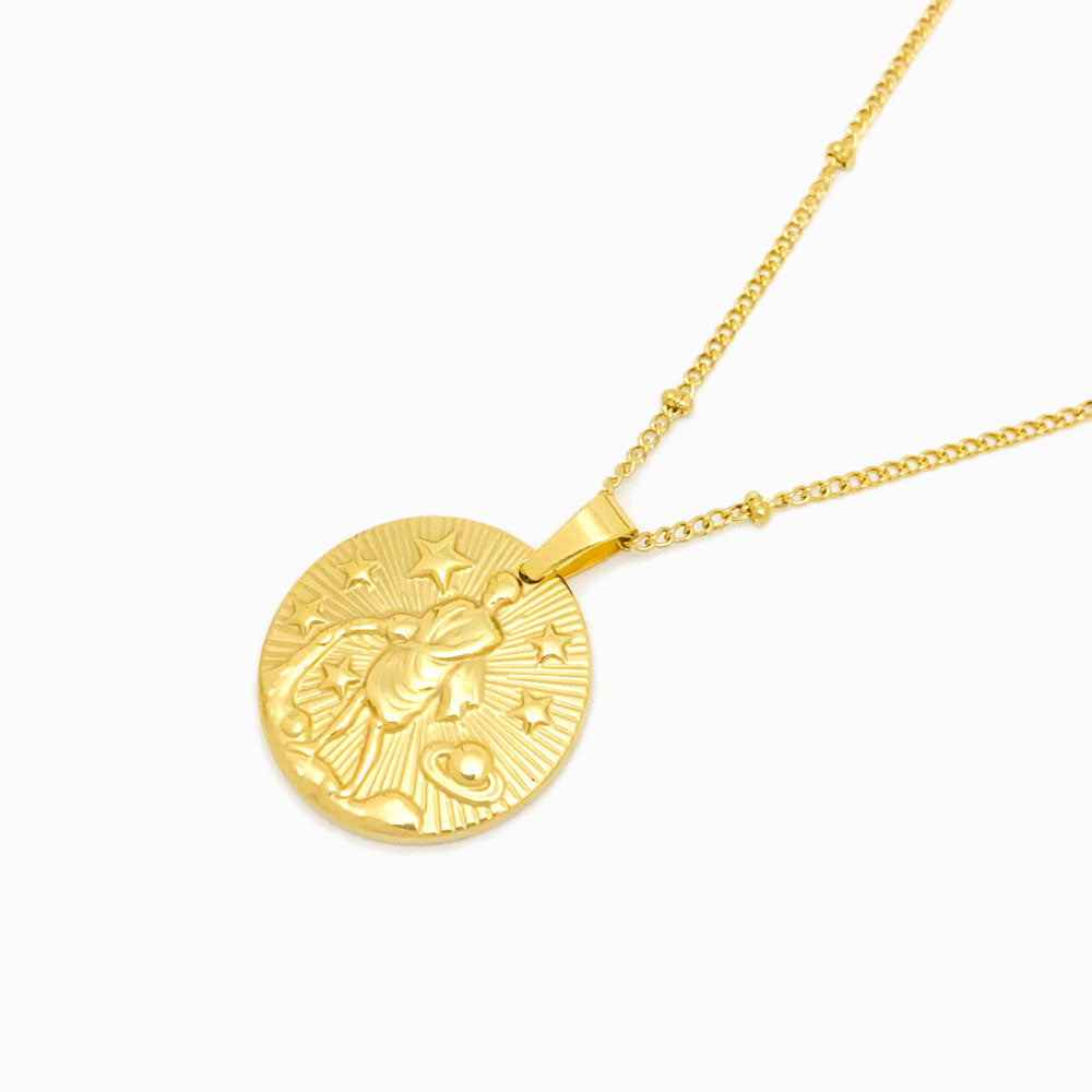 Colar Signo Aquário Aço Inox Dourado