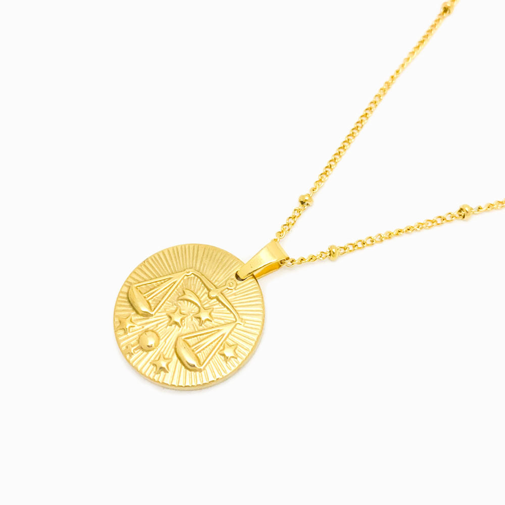 Colar Signo Balança Aço Inox Dourado