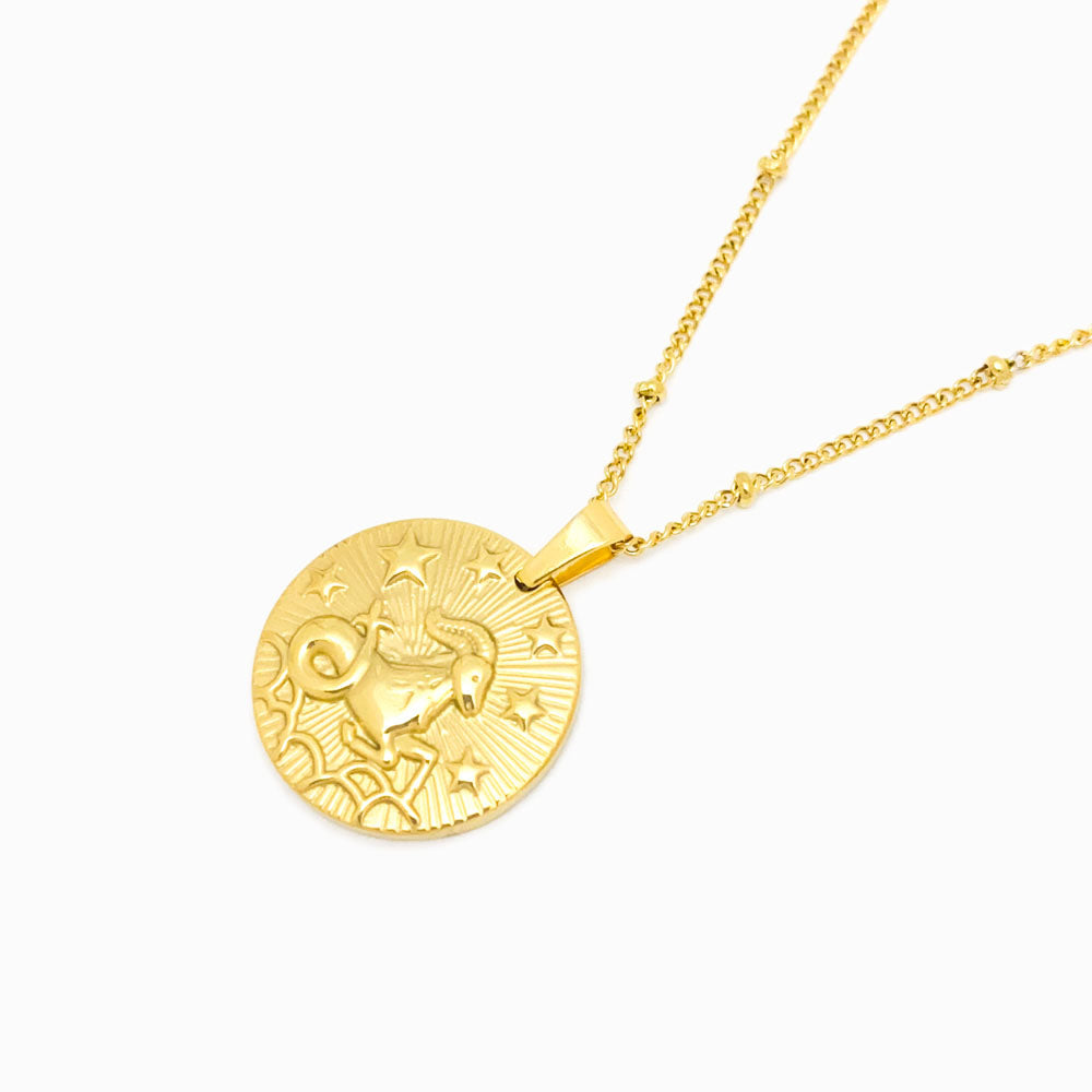 Colar Signo Capricórnio Aço Inox Dourado