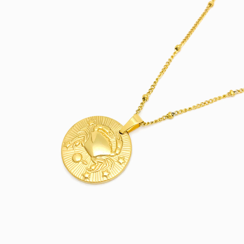 Colar Signo Caranguejo Aço Inox Dourado