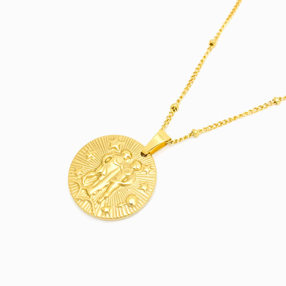 Colar Signo Gémeos Aço Inox Dourado