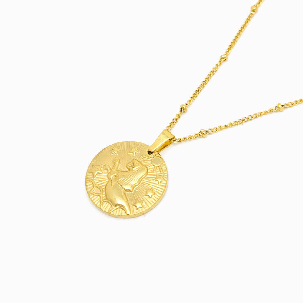 Colar Signo Leão Aço Inox Dourado