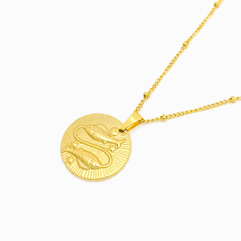 Colar Signo Peixes Aço Inox Dourado