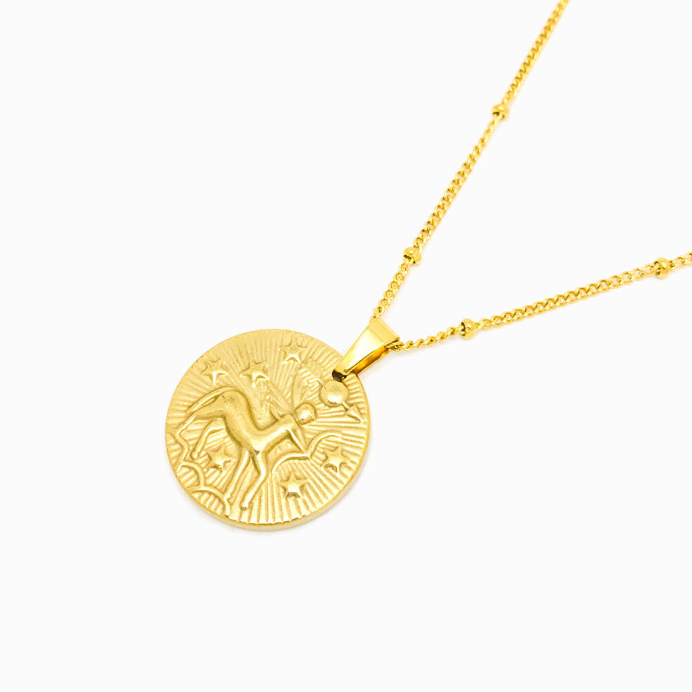 Colar Signo Sagitário Aço Inox Dourado