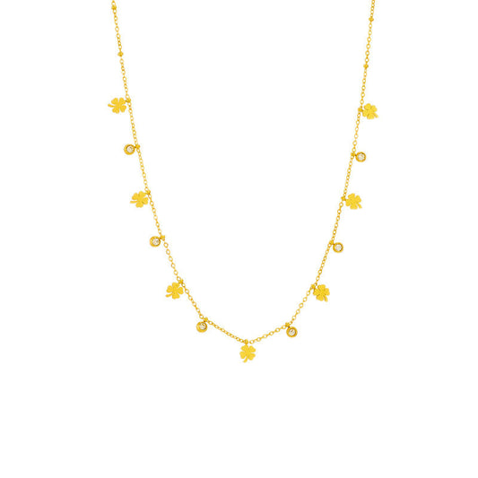 Colar Trevo CL1015 - Aço Inox com Zircónia