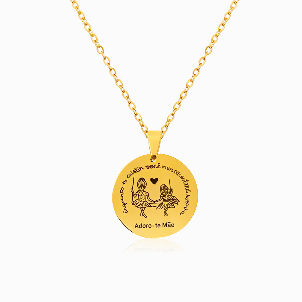 Colar Adoro-te Mãe CL1133 - Aço Inox Dourado