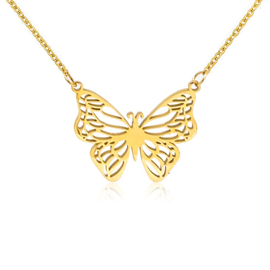 Colar Borboleta CL3003 - Aço Inox Dourado