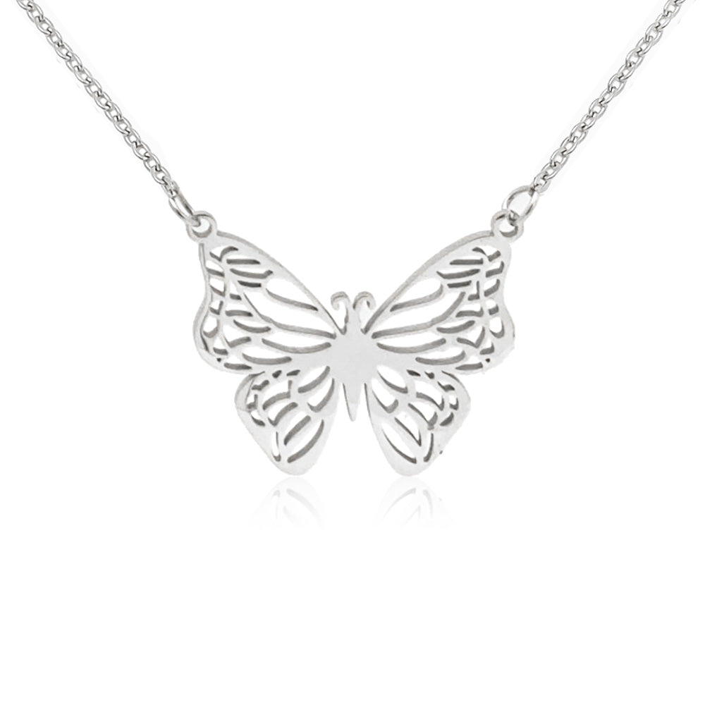 Colar Borboleta CL3003 - Aço Inox Prateado