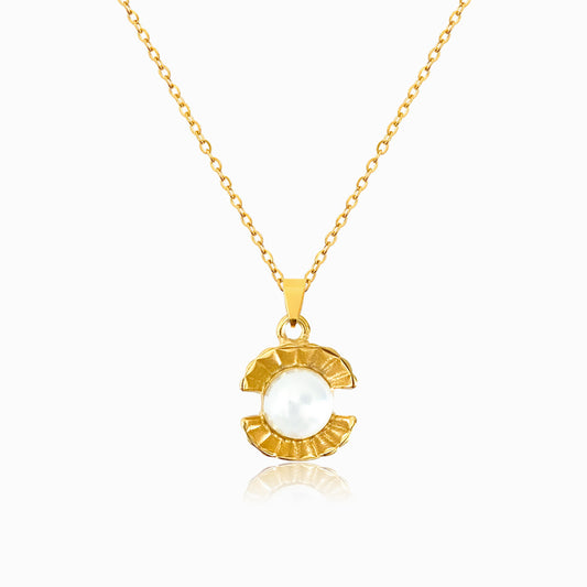 Colar Concha com Pérola CL1517 - Aço Inox Dourado